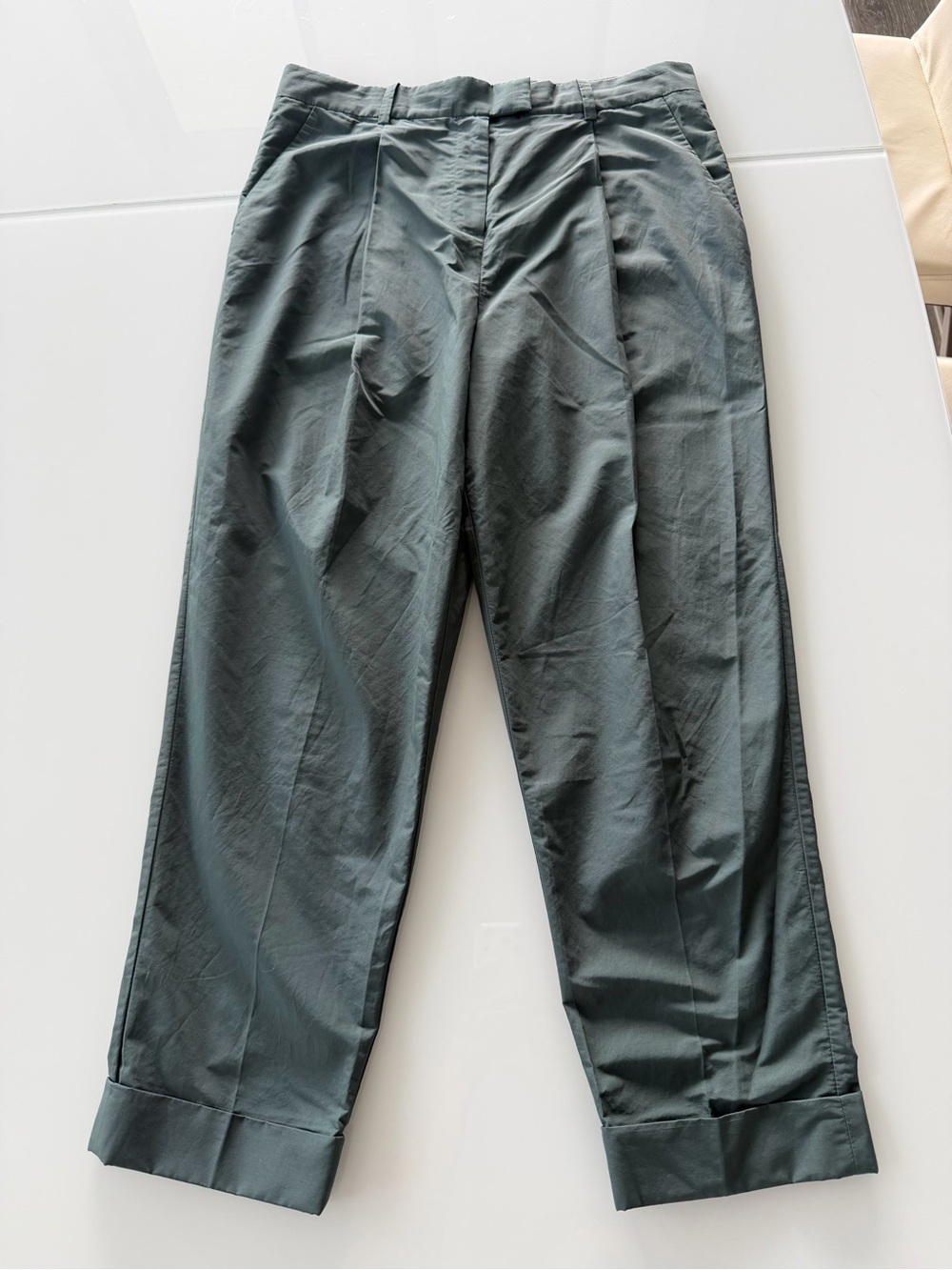 COS Dark Green Pleated Cuffs Pants sz 4